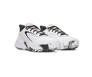 Basketballschuh UNDER ARMOUR "UA LOCKDOWN 8", Herren, Gr. 48,5, weiß, schwarz, metallic gold, Leder, Synthetik, Textil, Schuhe (79023403-48,5) weiß, schwarz, metallic gold