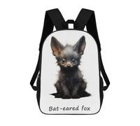Bat Eared Fox Modischer, Lässiger Kinderrucksack, 3D-gedruckter Schulrucksack Für Jungen, Großer Rucksack 17inch