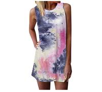 Batik-Shirt Damen Regenbogen: Regenbogen Kleid Damen Sommer Strandkleid