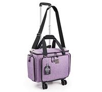 BatlFrist Rollende Nähmaschinentasche mit Universalrädern, Nähmaschinen-Tragetasche mit YKK-Reißverschlüssen, kompatibel mit den meisten gängigen Brother, Singer, Bernina, Nähmaschinen, Flieder