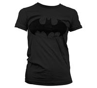 BATMAN Offizielles Lizenzprodukt Inked Logo Damen T-Shirt (Schwarz), Large