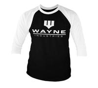 BATMAN Offizielles Lizenzprodukt Wayne Industries Logo Baseball 3/4 Ärmel T-Shirt (Schwarz-Weiß), XX-Large