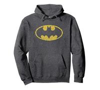 Batman Word Logo Pullover Hoodie, Unisex für Erwachsene, Anthrazit Meliert, XXL