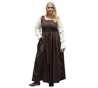 Battle-Merchant ärmelloses Mittelalter Kleid Lene für Damen | Trägerkleid Bauernkleid Überkleid Mieder | Baumwolle |Braun, Gr. XL