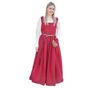 Battle-Merchant ärmelloses Mittelalter Kleid Lene für Damen | Trägerkleid Bauernkleid Überkleid Mieder | Baumwolle | Rot, Gr. XL