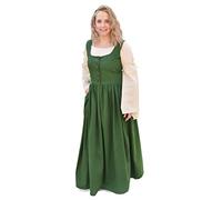 Battle-Merchant ärmelloses Mittelalter Kleid Lene für Damen | Trägerkleid Bauernkleid Überkleid Mieder | Baumwolle | Grün, Gr. S