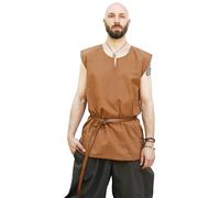 Battle-Merchant - ärmelloses Mittelalterhemd Clement für Herren - Wikinger, Pirat, Mittelalter, LARP (XL, Beigebraun)
