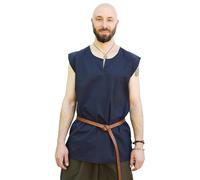 Battle-Merchant - ärmelloses Mittelalterhemd Clement für Herren - Wikinger, Pirat, Mittelalter, LARP (XL, Dunkelblau)