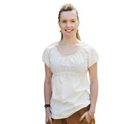 Battle-Merchant Aren Mittelalter Bluse Kurzarm - 100% Baumwolle mit verstellbarem Ausschnitt