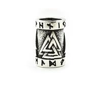 Battle-Merchant - Bartperle Valknut aus Silber (925)- Wikinger Perle Dreadlocks Innendurchmesser 7 mm