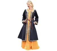 Battle-Merchant - Bestickter Wikinger-Mantel Ella - frühmittelalterlicher Klappmantel - Mittelalter, LARP, Reenactment (S, Dunkelblau)
