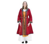 Bestickter Wikinger-Mantel, weinrot/petrol "Ella" L