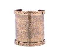 Battle-Merchant Breiter Wikinger Armreif aus Messing, mit Leder | Kelten Schmuck, Armband, Mittelalter, Gewandung, Reenactment, LARP & Fantasy Cosplay