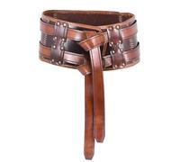 Battle-Merchant - Doppelter Ledergürtel Arnulf, braun - Mittelalter Leder-Gürtel - LARP, Cosplay (Braun, XXL)