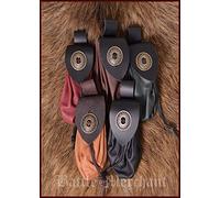 Battle-Merchant Große Mittelalter Geldkatze aus Leder, mit Metallschließe Geldbeutel Talerbeutel Lederbeutel (Grün)