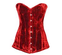 Battle-Merchant Hochwertige Unterbrust Corsage | Oberteil für Damen | Mider aus Samt mit Schnürung | Mittelalter Kleidung | LARP, Wikinger, Pirat (XXL, Rot)