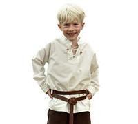 Battle-Merchant Mittelalterhemd Kinder Colin, langärmlig, Ritterhemd LARP Mittelalter Fasching - Natur, Gr. 110