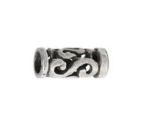 Battle-Merchant - Kleine Keltische Bartperle mit Spiralen aus 925 Sterling Silber, Ø 2mm- Authentischer Schmuck für Mittelalter Reenactment und LARP Fans