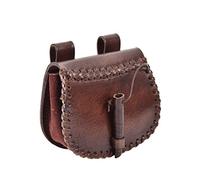 Battle-Merchant | kleine Mittelalter Gürteltasche aus braunem Leder | Bauchtasche für Damen und Herren in Braun | Wikinger Reenactment Ledertasche für den Gürtel