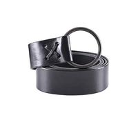 Battle-Merchant Schwarzer Mittelalter Ledergürtel mit Messingring, ca. 190 cm lang