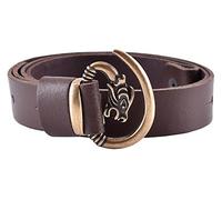 Battle-Merchant Ledergürtel mit Wolfskopf Gürtelhaken 3 cm breit (Schwarz/90 cm)