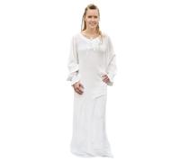 Battle-Merchant - Leichtes Mittelalter-Unterkleid mit Crinkleeffekt - Bodenlanges leicht transparentes Kleid - Nachthemd, Gewandung, LARP, Reenactment (S/M, Weiß)
