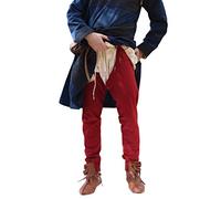 Battle-Merchant Mittelalter Beinlinge mit Nestelbändern Herren Baumwolle | Wikinger Hose Fasching Rollenspiel | LARP Gewandung, rot, Gr. L/XL
