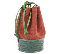 Battle-Merchant - Mittelalter Beutel aus echtem Leder - Büffelleder und Wildleder - Ideal für Reenactment, LARP und Fantasy Cosplay (mit Prägung, Braun/Grün)