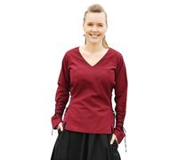 Battle-Merchant Mittelalter Bluse Aila mit Schnürung div. Farben S-XXL - Renaissance LARP Wikinger Damen (Weinrot, L)