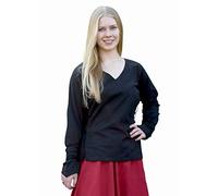 Battle-Merchant Mittelalter Bluse Aila mit Schnürung div. Farben S-XXL - Renaissance LARP Wikinger Damen (Schwarz, M)