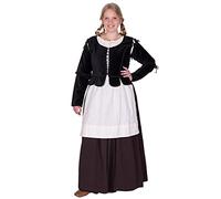 Battle-Merchant Mittelalter Damen Jacke Griselda aus Samt Baumwolle | Langarm mit Schnürungen | Kostüm Kleidung Corsage (Schwarz, L)