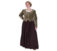 Battle-Merchant Mittelalter Damen Jacke Griselda aus Samt Baumwolle | Langarm mit Schnürungen | Kostüm Kleidung Corsage (Grün, XXL)