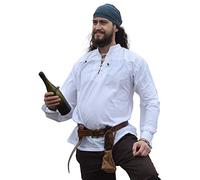 Battle-Merchant Mittelalter-Hemd Ludwig LARP Wikinger Hemd Kleidung Herren (Weiß, M)