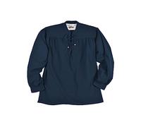 Battle-Merchant Mittelalter Hemd Ludwig Baumwolle | Herren weites Schnürhemd Stehkragen Langarm LARP Wikinger Kleidung Tracht S-XXL (M, Blau)
