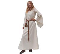 Battle-Merchant Mittelalter Kleid Burglinde, Damen, Trompetenärmel, Baumwolle, Unterkleid, Langarm, bodenlang, Kostüm, Natur, Gr. XXL