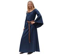Battle-Merchant Mittelalter Kleid Burglinde mit Trompetenärmeln, Damen | bodenlang, langärmlig, Baumwolle, Wikinger Gewandung, Reenactment, LARP & Fantasy Cosplay