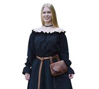 Battle-Merchant Mittelalter Langarm Carmenbluse aus Baumwolle für Damen | schulterfreie langärmlige Boho Bluse S-XXL | Halloween Karneval Kostüm (Schwarz, M)