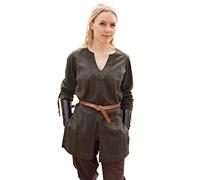 Battle-Merchant - Mittelalter Tunika Ylva für Frauen, Tailliertes frühmittelalter Hemd, Schildmaid Outfit, LARP, Wikinger, Pirat, Kostüm (XL, Olivgrün)