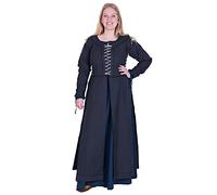 Battle-Merchant Mittelalter Überkleid Damen Marit | Wikinger Kleid mit Schnürung Kostüm körperbetont Baumwolle (Blau, XXL)