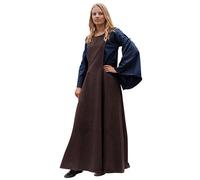 Battle-Merchant Mittelalter Überkleid Surcot Andra für Damen aus Canvas | Segeltuch Baumwolle Wikinger Obergewand bodenlang ärmellos | Fasching Karneval LARP, Braun, Gr. L/XL