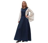 Battle-Merchant Mittelalter Überkleid Surcot Andra für Damen aus Canvas | Segeltuch Baumwolle Wikinger Obergewand bodenlang ärmellos | Fasching Karneval LARP, Dunkelblau, Gr. L/XL