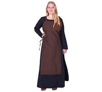 Battle-Merchant Mittelalter Überkleid Tinna Trägerkleid für Damen | Kleid Schürze mit Schnürung ärmellos Baumwolle Kostüm | LARP Wikinger Tinna (L/XL, Braun)