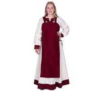 Battle-Merchant Mittelalter Überkleid Tinna Trägerkleid für Damen | Kleid Schürze mit Schnürung ärmellos Baumwolle Kostüm | LARP Wikinger Tinna (XXL, Weinrot)