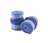 Battle-Merchant Mittelalter Wadenwickel für Kinder, Paar, mit Fischgrätmuster für Mittelalterhose BZW. Wikingerhose, Baumwolle, Beinwickel, Wikinger, LARP, blau/Natur