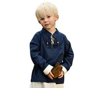 Kinder Mittelalter-Hemd Colin, mit Schnürung, blau, Gr. 164