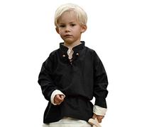 Kinder Mittelalter-Hemd Colin, mit Schnürung, schwarz, Gr. 146