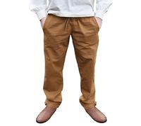 Battle-Merchant Mittelalter-Hose Hagen – weite, gerade Baumwolle-LARP-Hose (L, beigebraun)