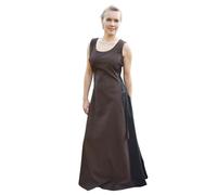 Battle-Merchant - Ärmelloses Mittelalterkleid Jarle - Wikinger Träger-Kleid für Damen - Mittelalter, Kostüm, LARP, Fantasy (XXL, Braun/Schwarz)