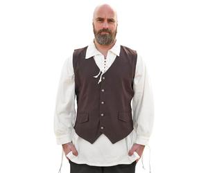 Battle-Merchant - Mittelalterliche Herren Weste Lasse - Mittelalterweste aus Baumwolle Perfekt für LARP, Reenactment, Kostüm & Festival (DE/NL/SE/PL, Alphanumerisch, XL, Regular, Regular, Braun)