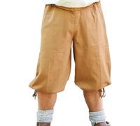 Battle-Merchant | Mittelalterliche Knickerbocker Jonte | Kniebundhose Herren | Wikingerhose | Piratenhose | Kurze Hose, Shorts Mittelalter, LARP (M, Beige-Braun)